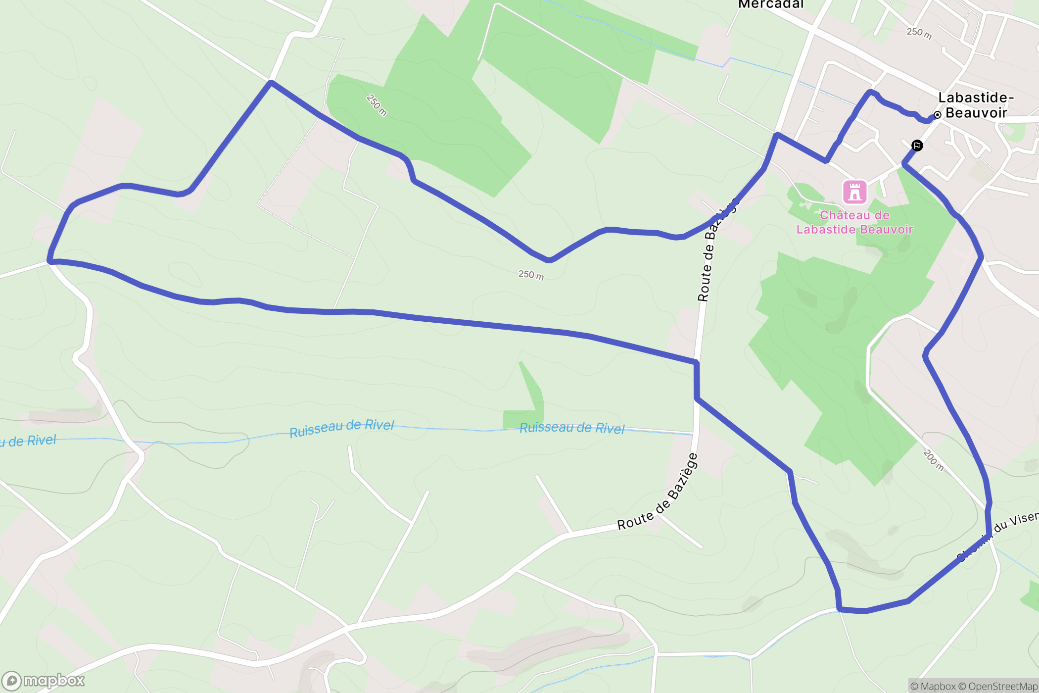 Labastide-Beauvoir : carte du parcours de randonnée - France