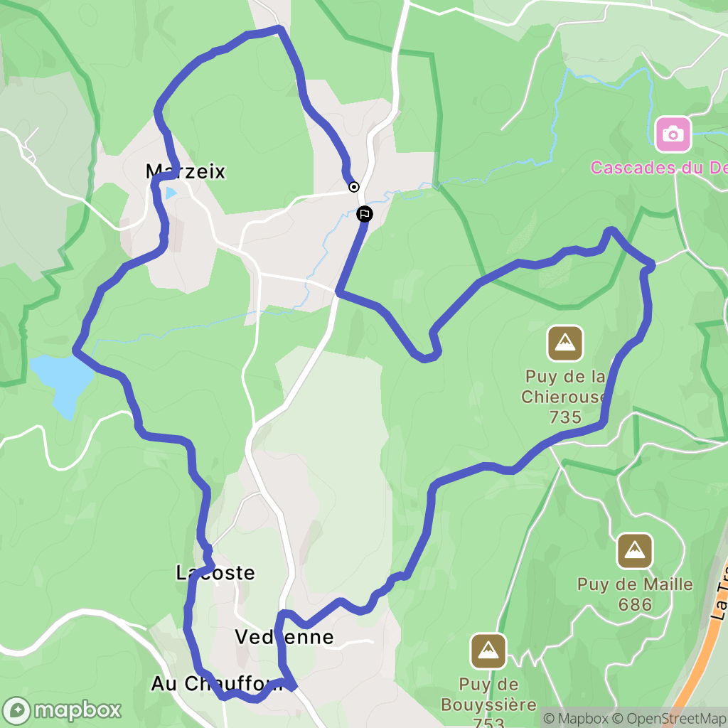 Égletons : carte du parcours de randonnée - France