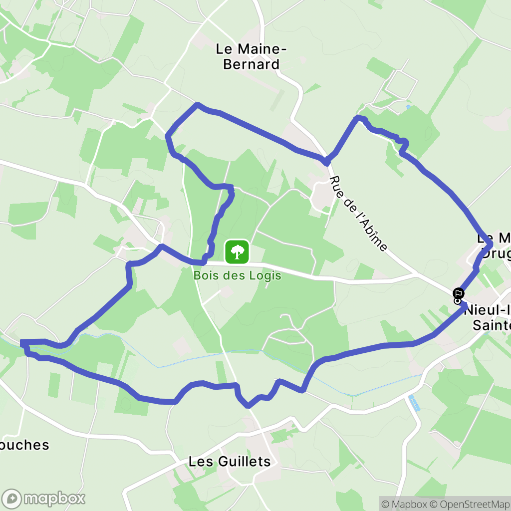 Nieul-lès-Saintes : carte du parcours de randonnée - France