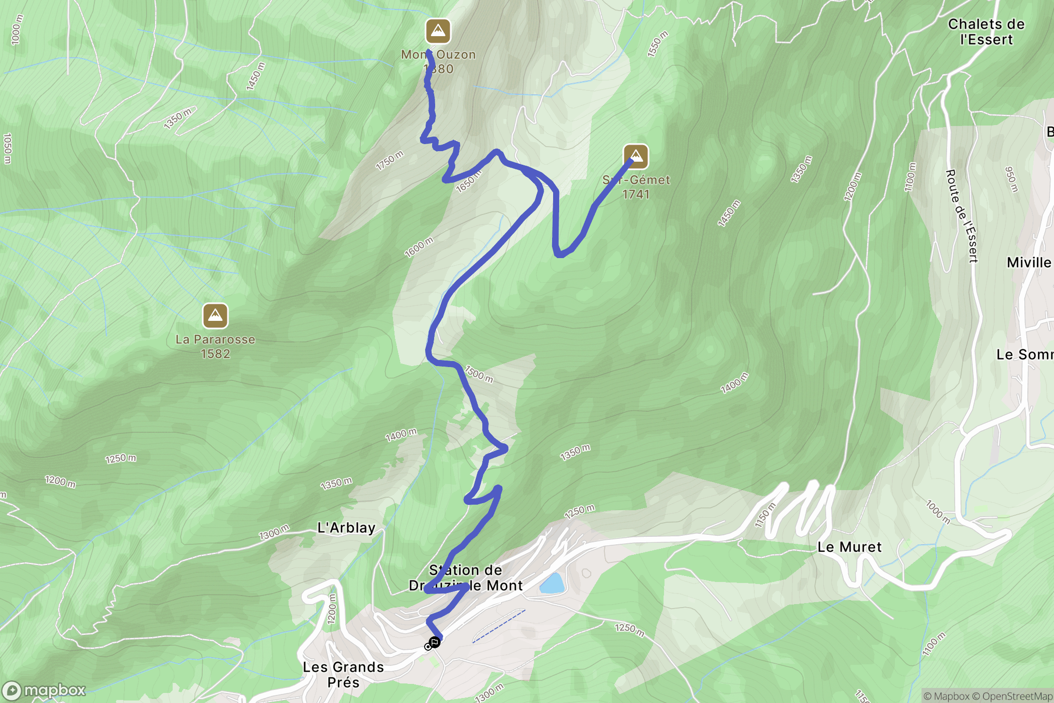 Le Biot : carte du parcours de randonnée - France