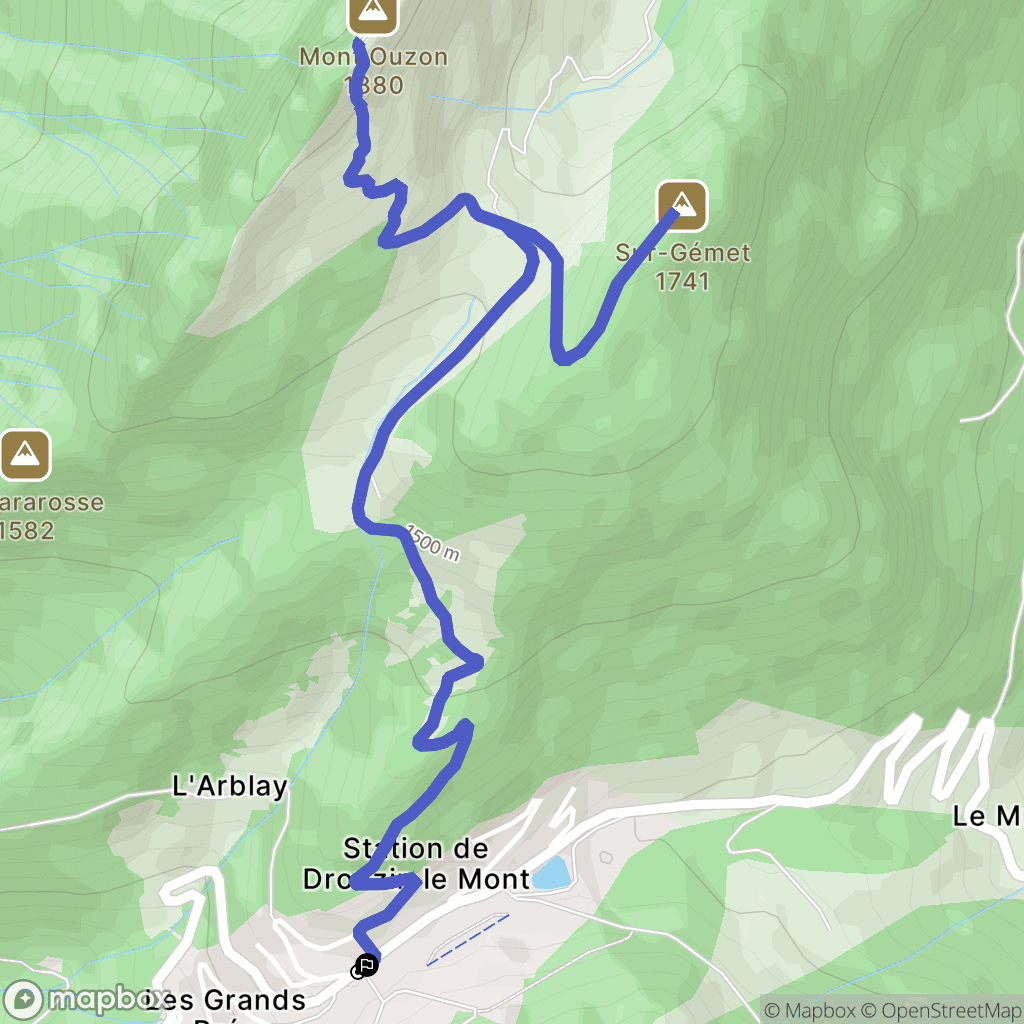 Le Biot : carte du parcours de randonnée - France