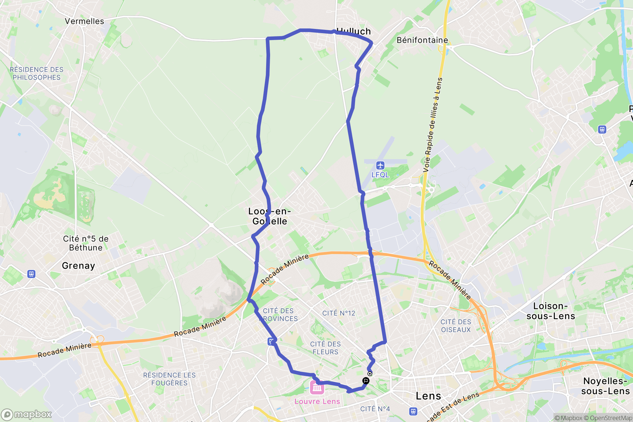 Lens : carte du parcours de randonnée - France