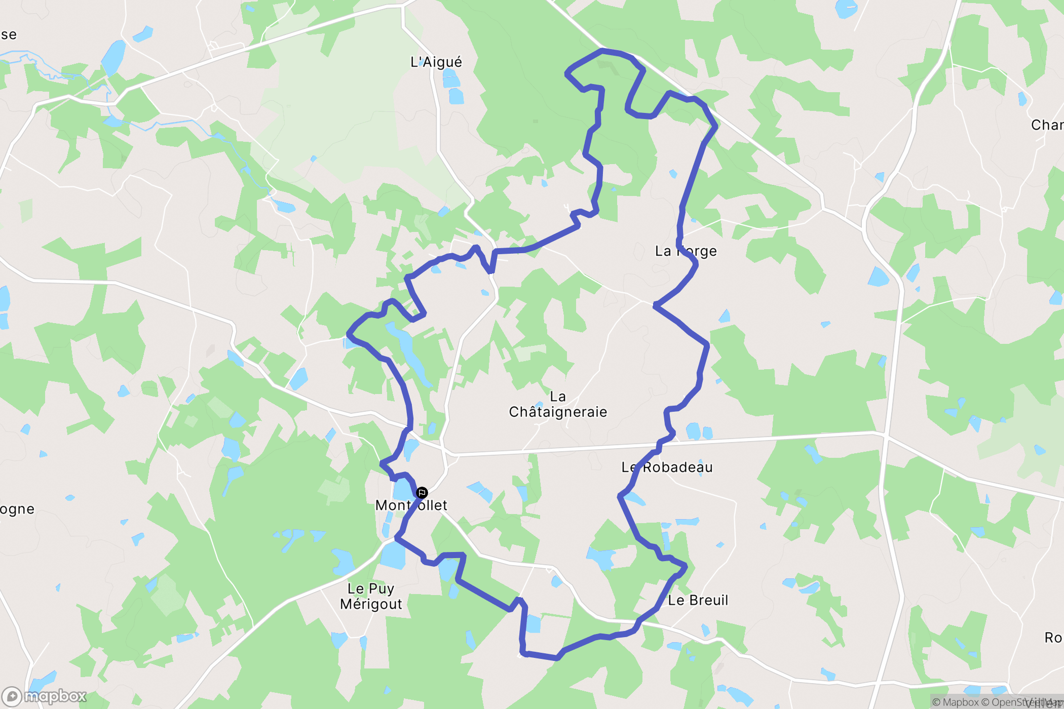 Montrollet : carte du parcours de randonnée - France