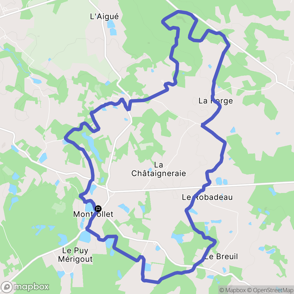 Montrollet : carte du parcours de randonnée - France