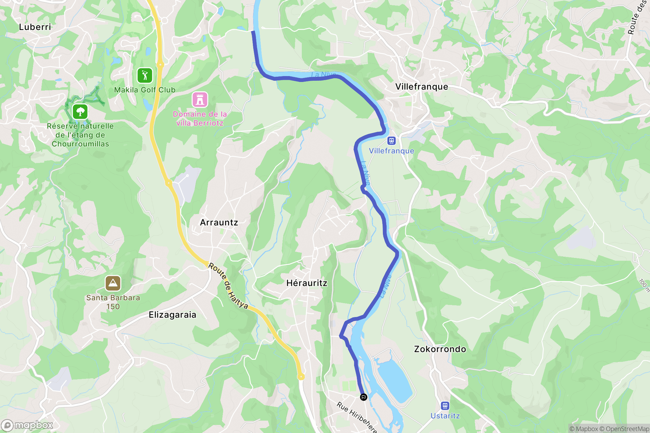 Ustaritz : carte du parcours de randonnée - France