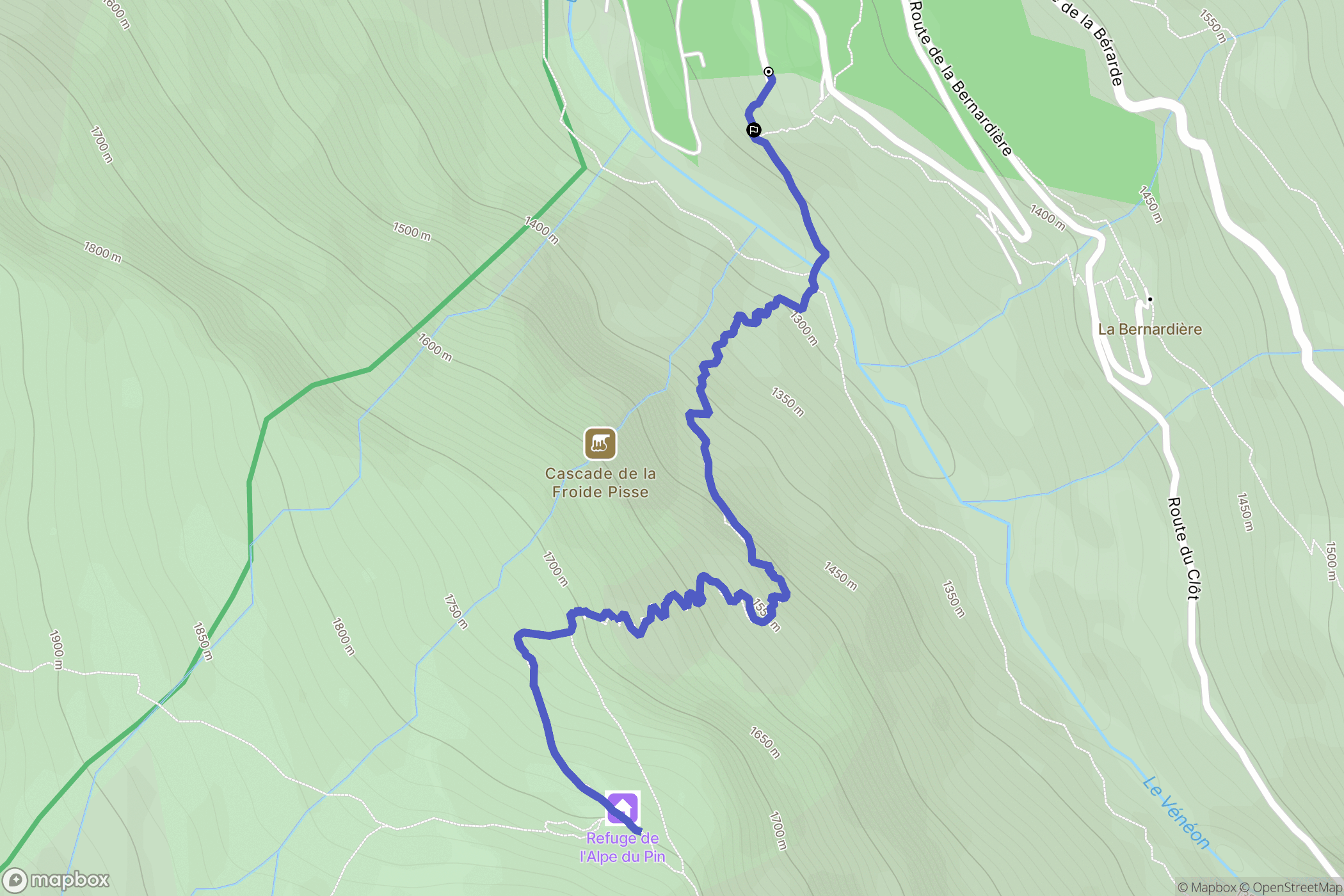 Saint-Christophe-en-Oisans : carte du parcours de randonnée - France