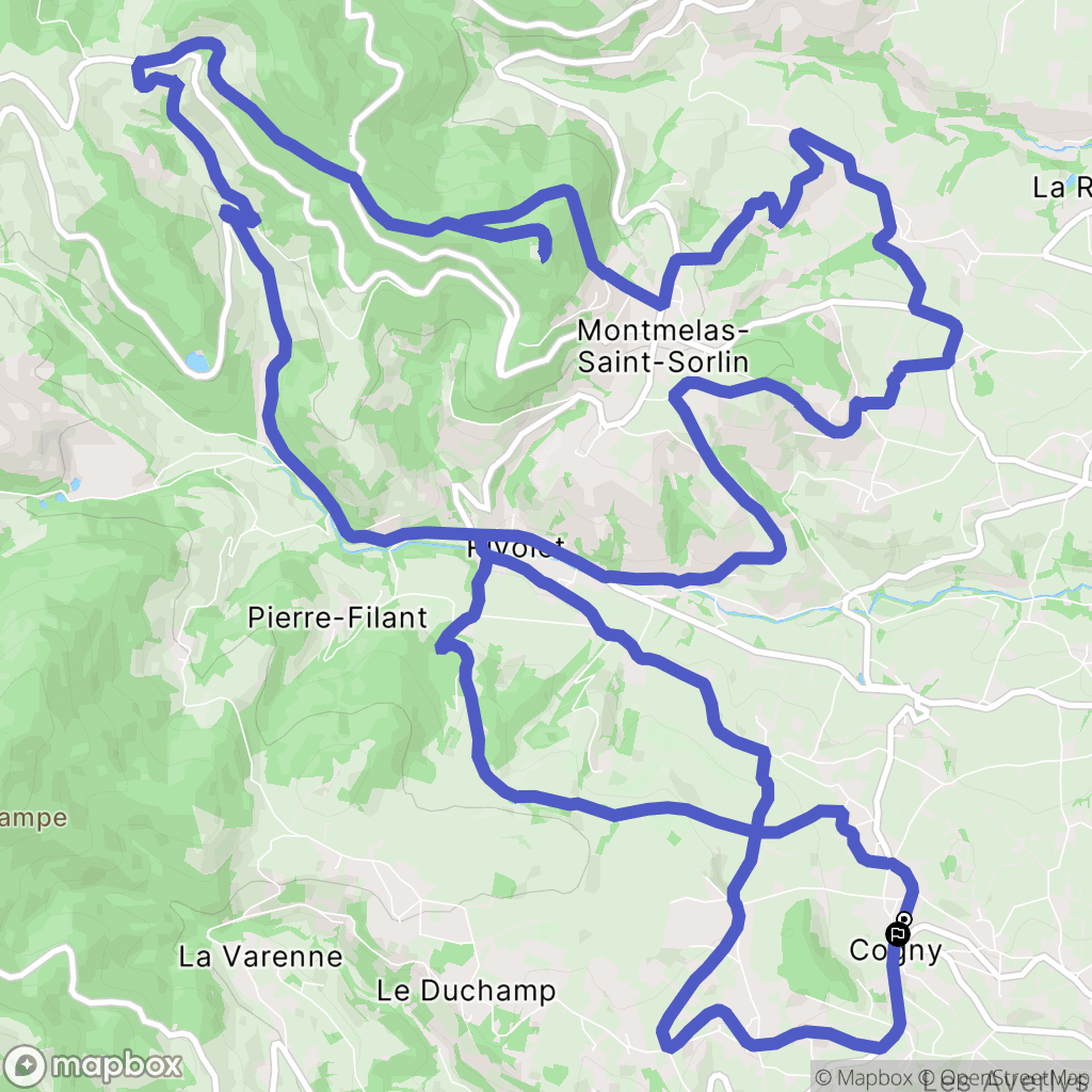 Cogny : carte du parcours de randonnée - France