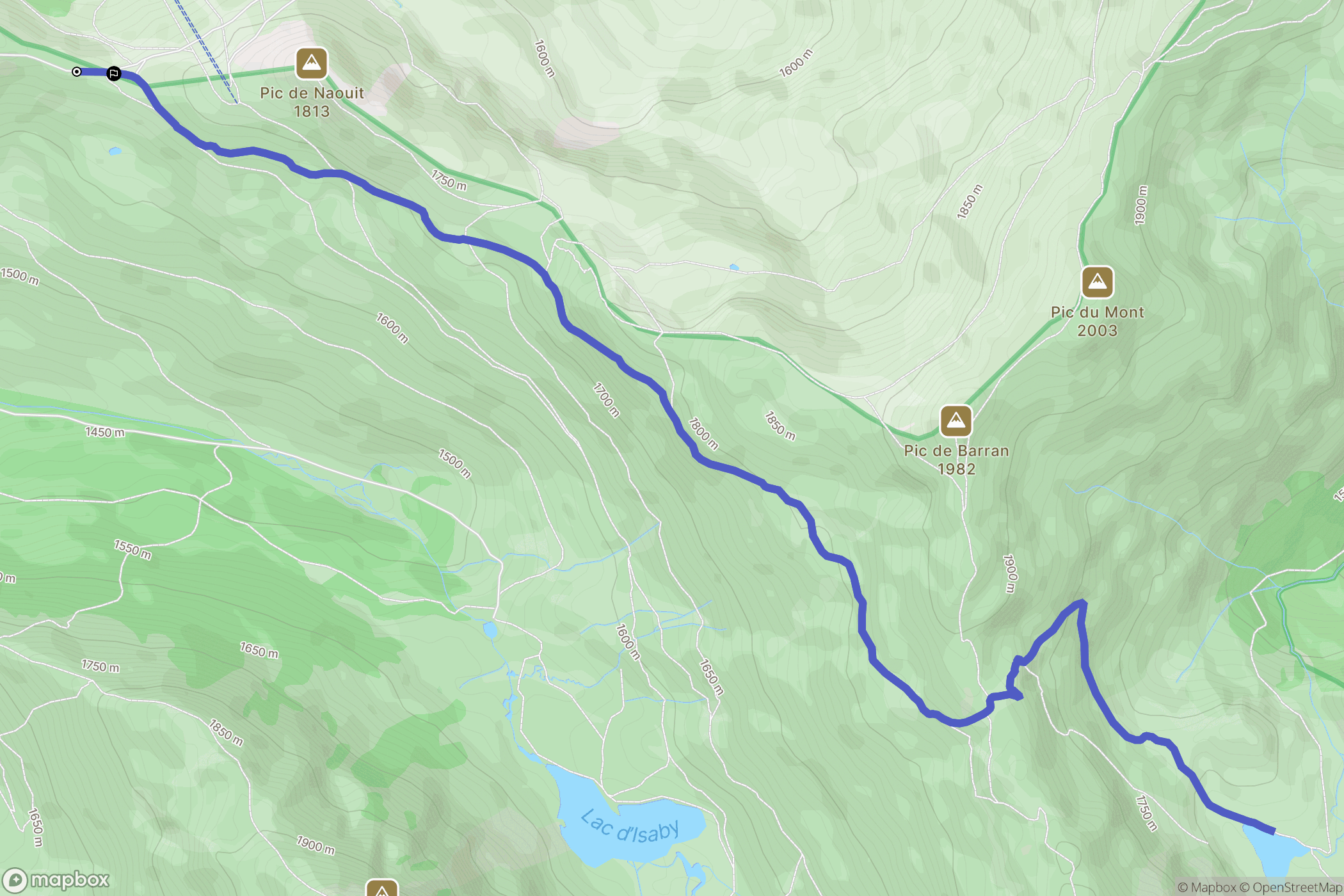 Gazost : carte du parcours de randonnée - France