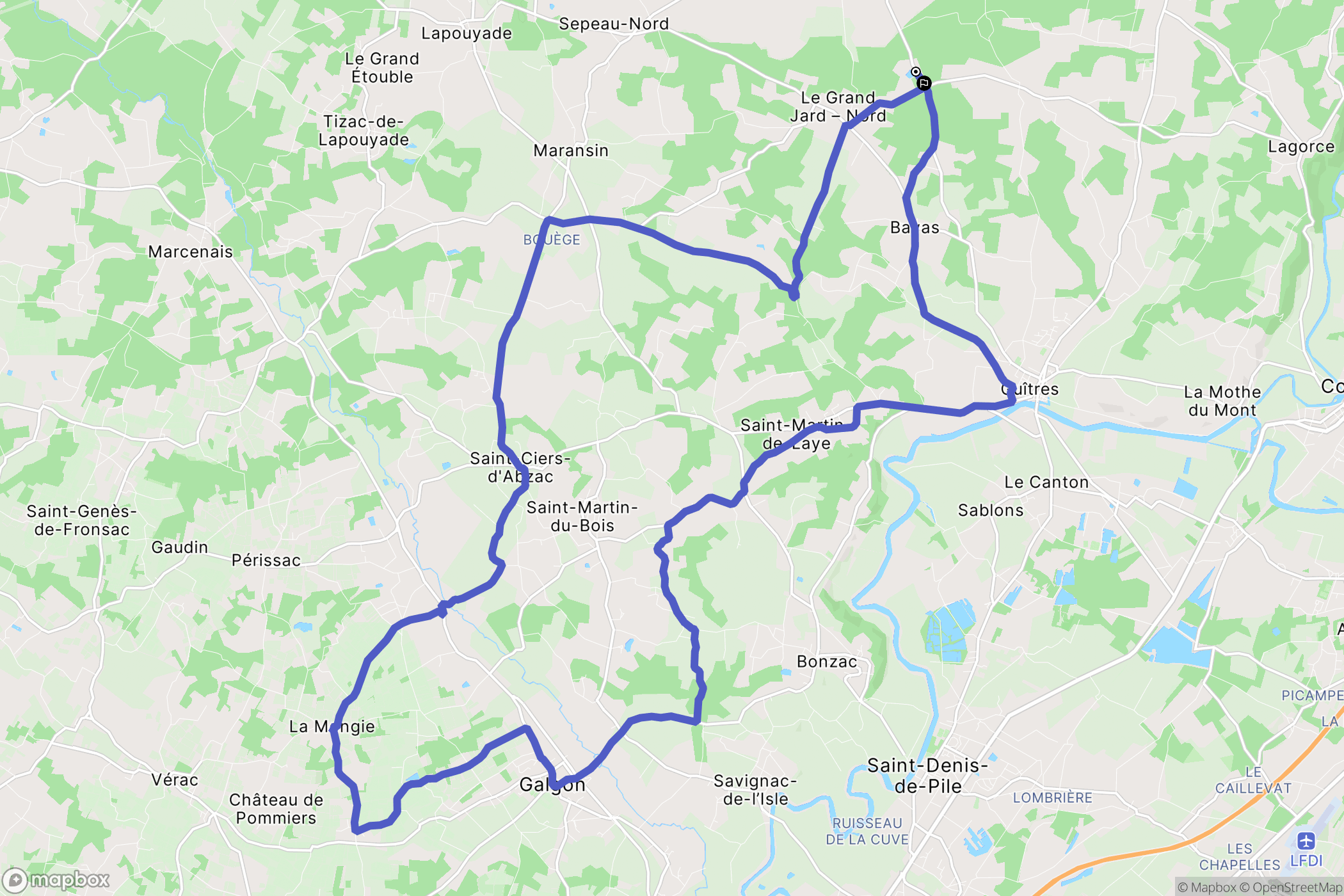 Bayas : carte du parcours de randonnée - France