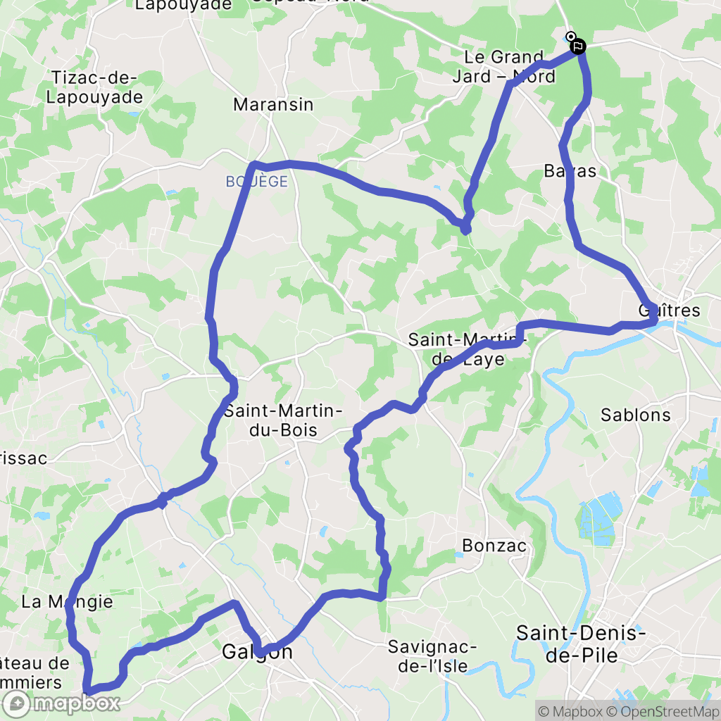 Bayas : carte du parcours de randonnée - France