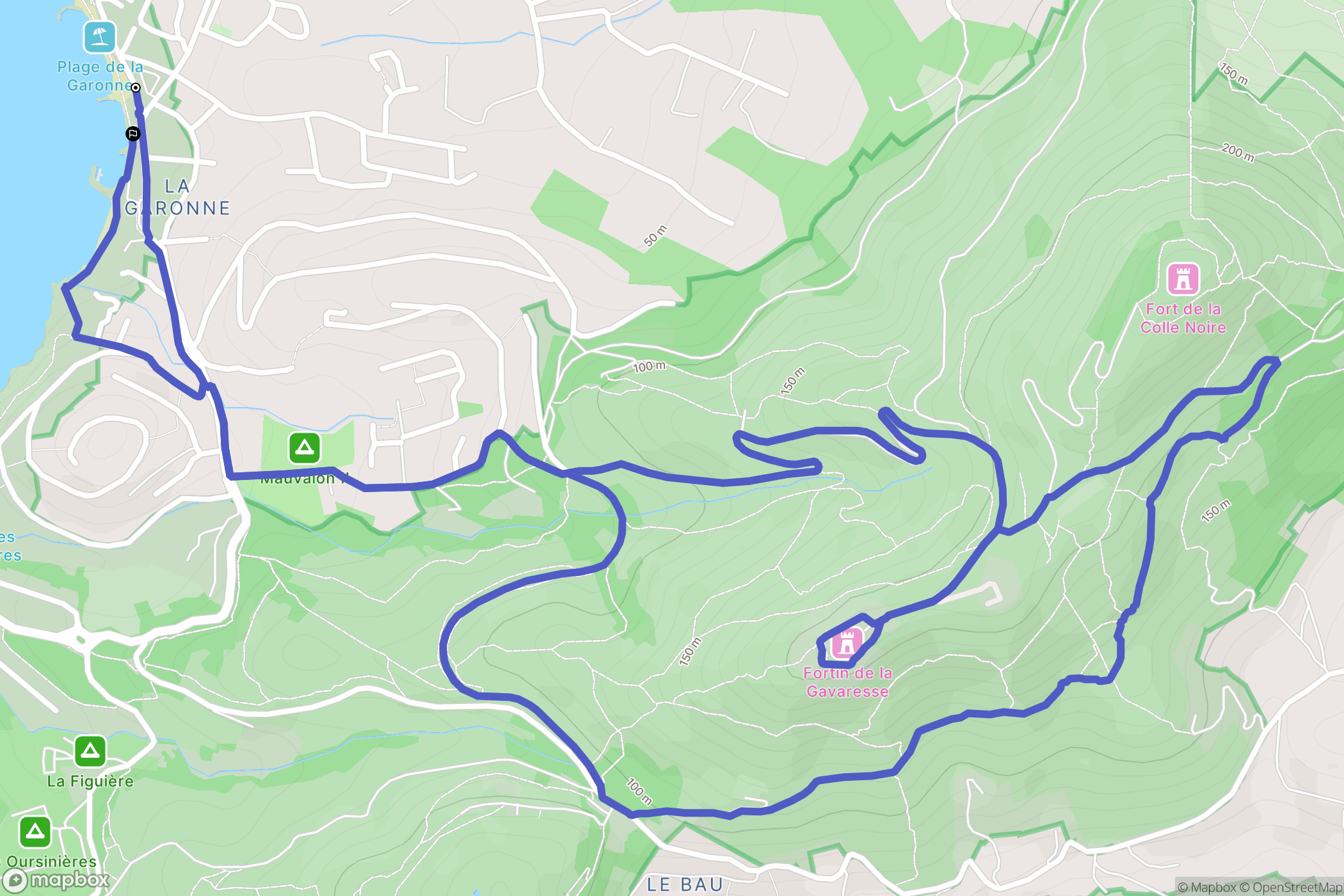 Le Pradet : carte du parcours de randonnée - France