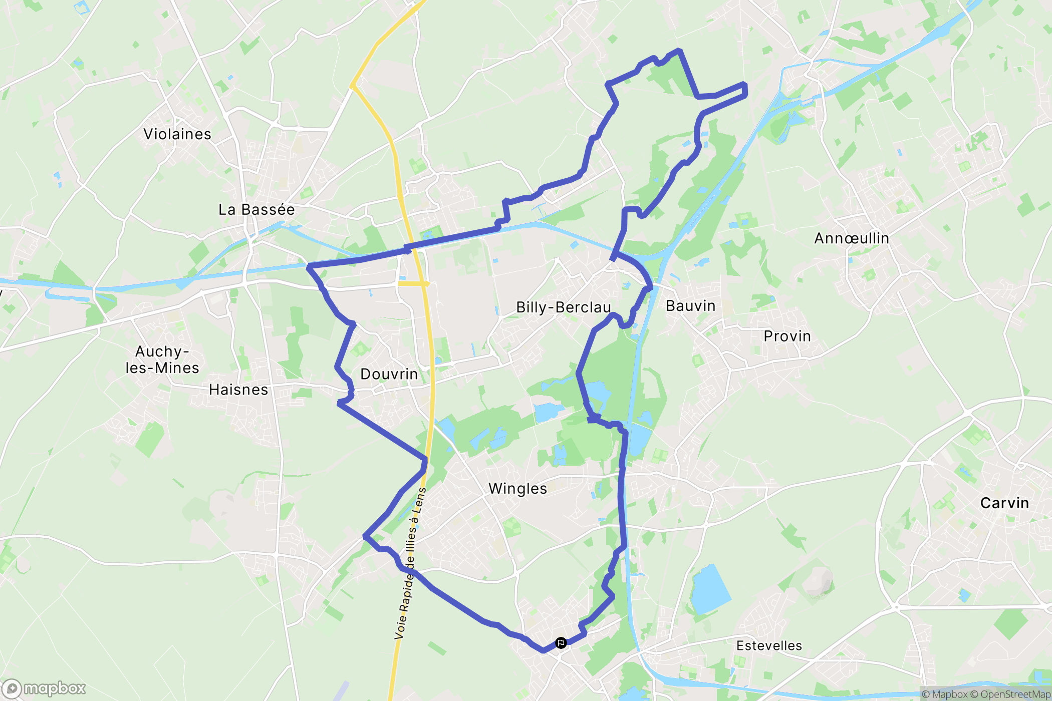 Vendin-le-Vieil : carte du parcours de randonnée - France