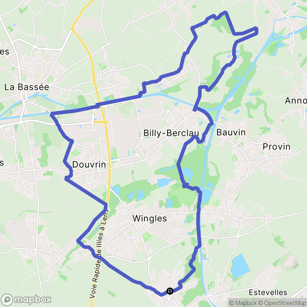 Vendin-le-Vieil : carte du parcours de randonnée - France