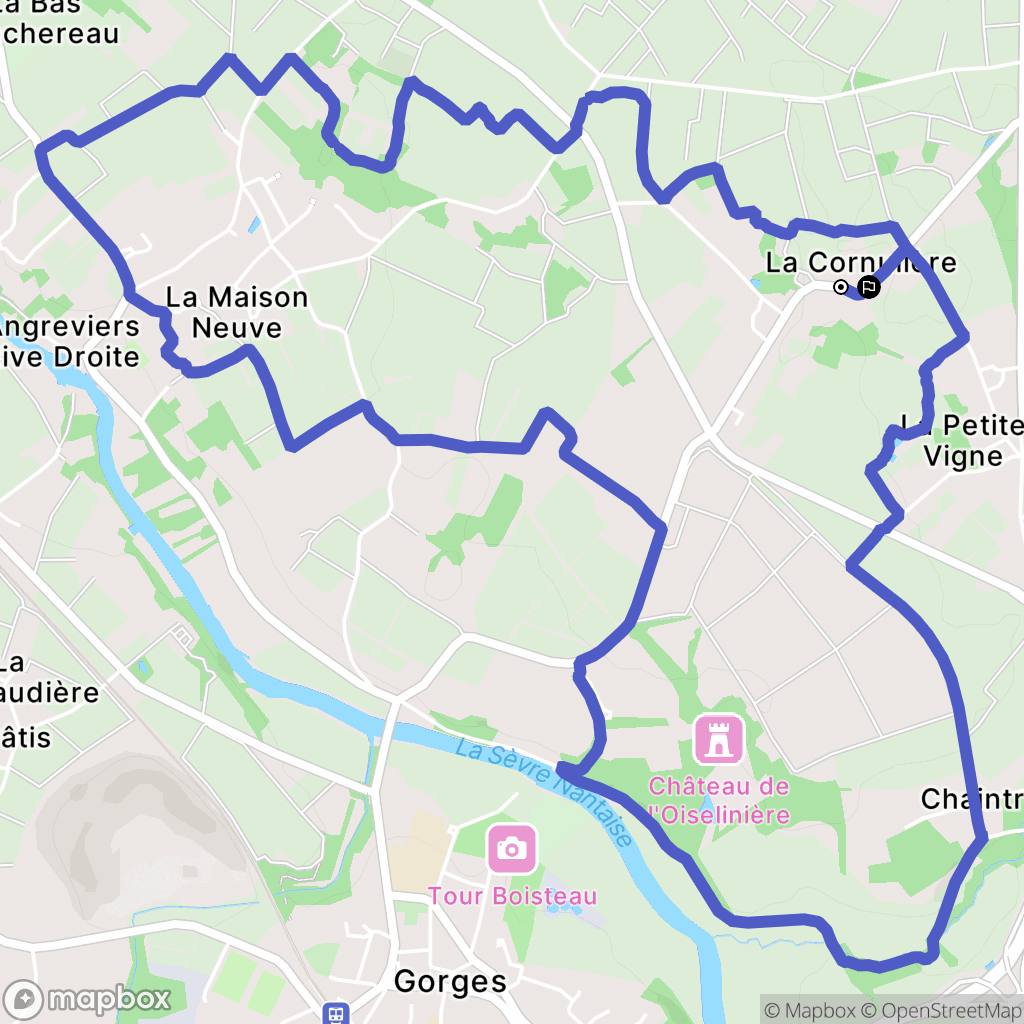 Gorges : carte du parcours de randonnée - France