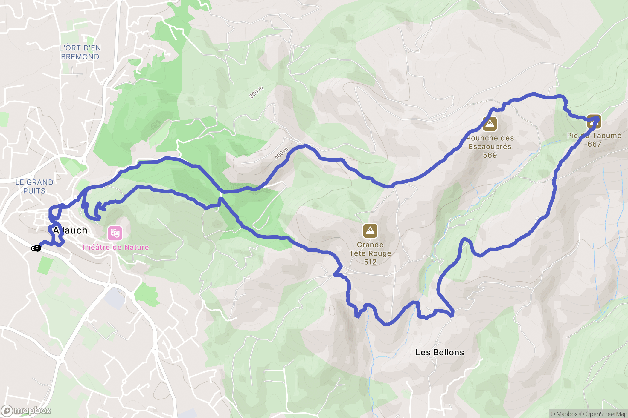 Allauch : carte du parcours de randonnée - France