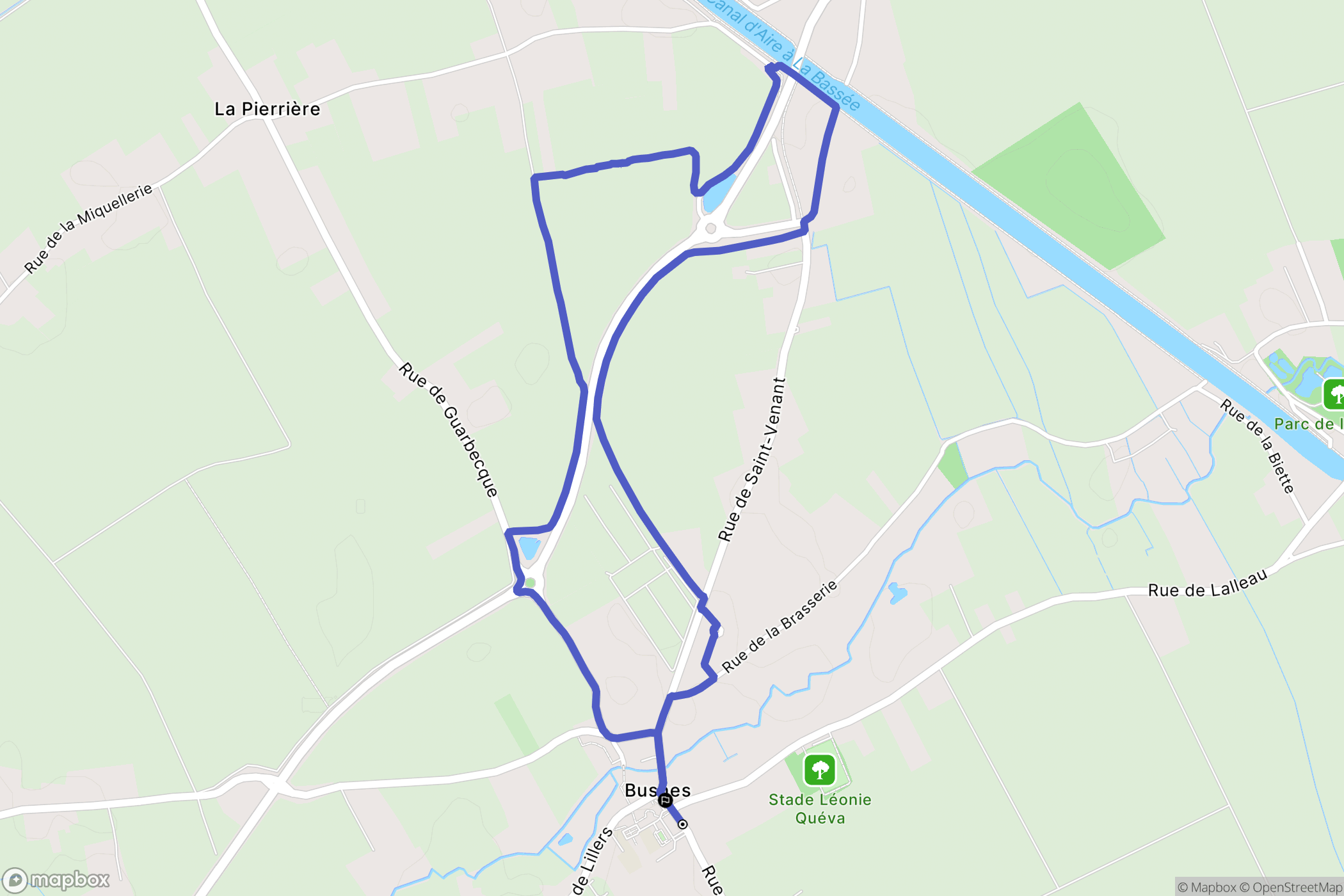 Busnes : carte du parcours de randonnée - France