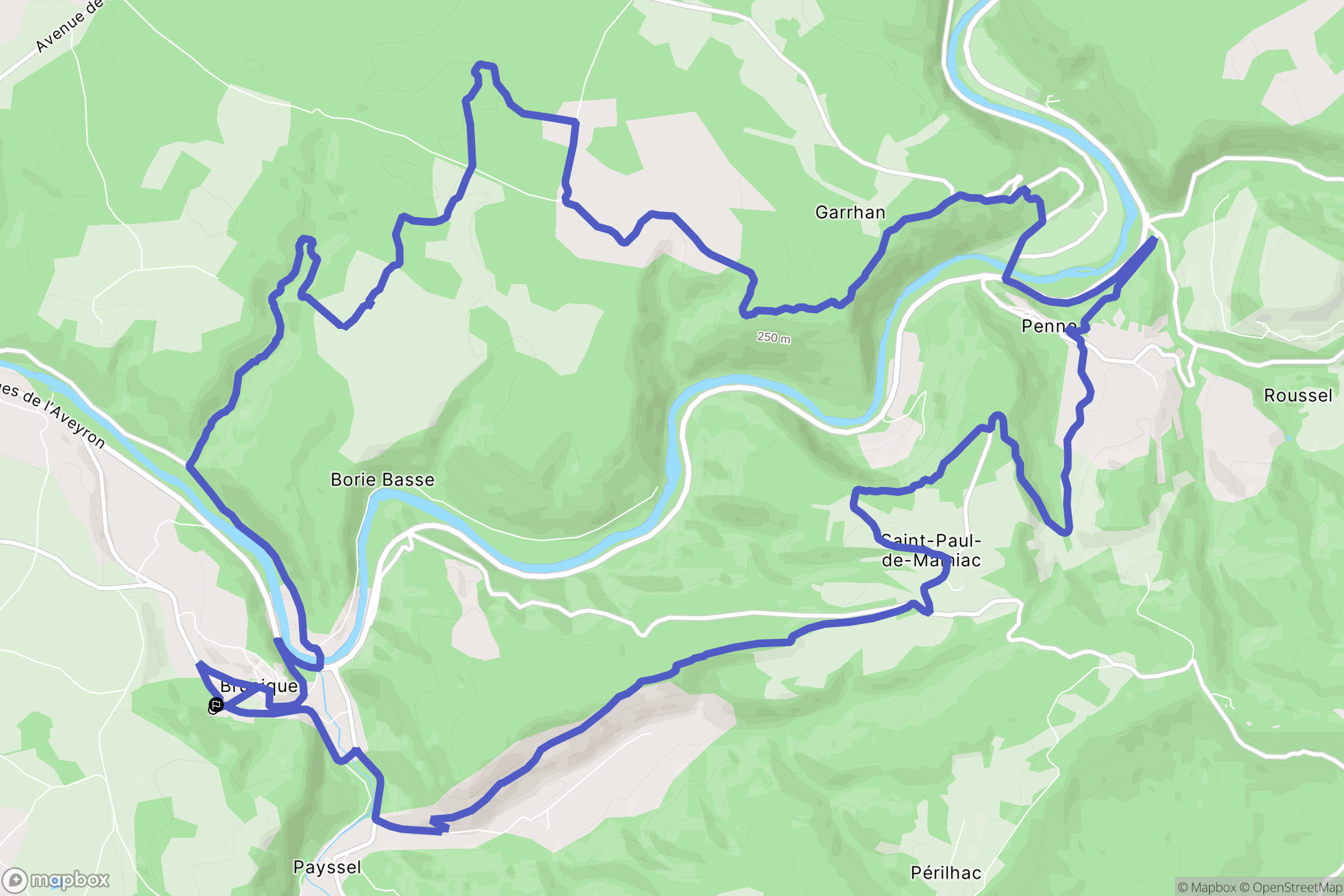 Bruniquel : carte du parcours de randonnée - France
