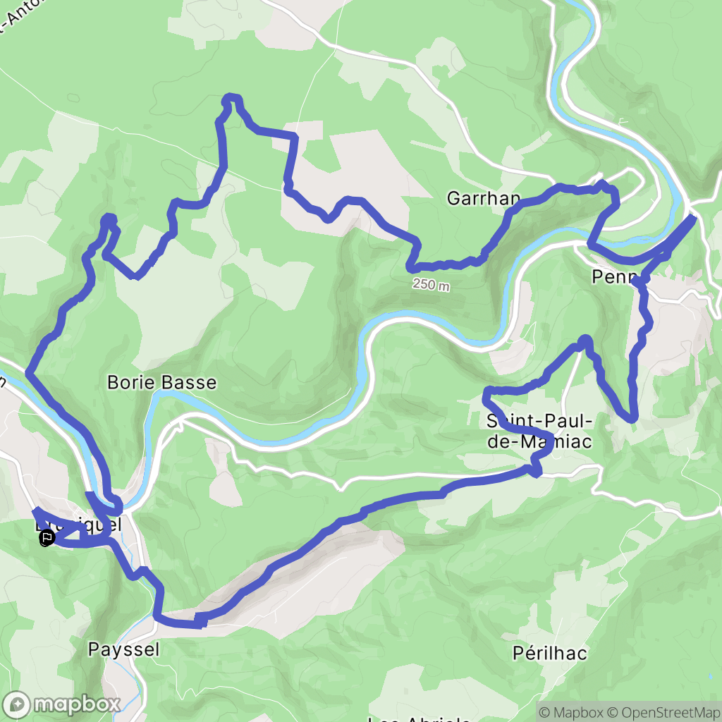 Bruniquel : carte du parcours de randonnée - France