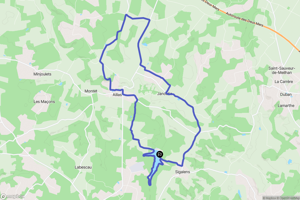 Sigalens : carte du parcours de randonnée - France