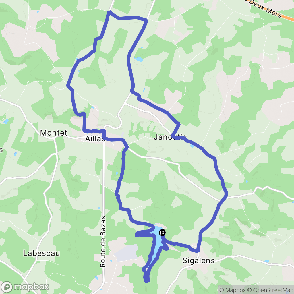 Sigalens : carte du parcours de randonnée - France