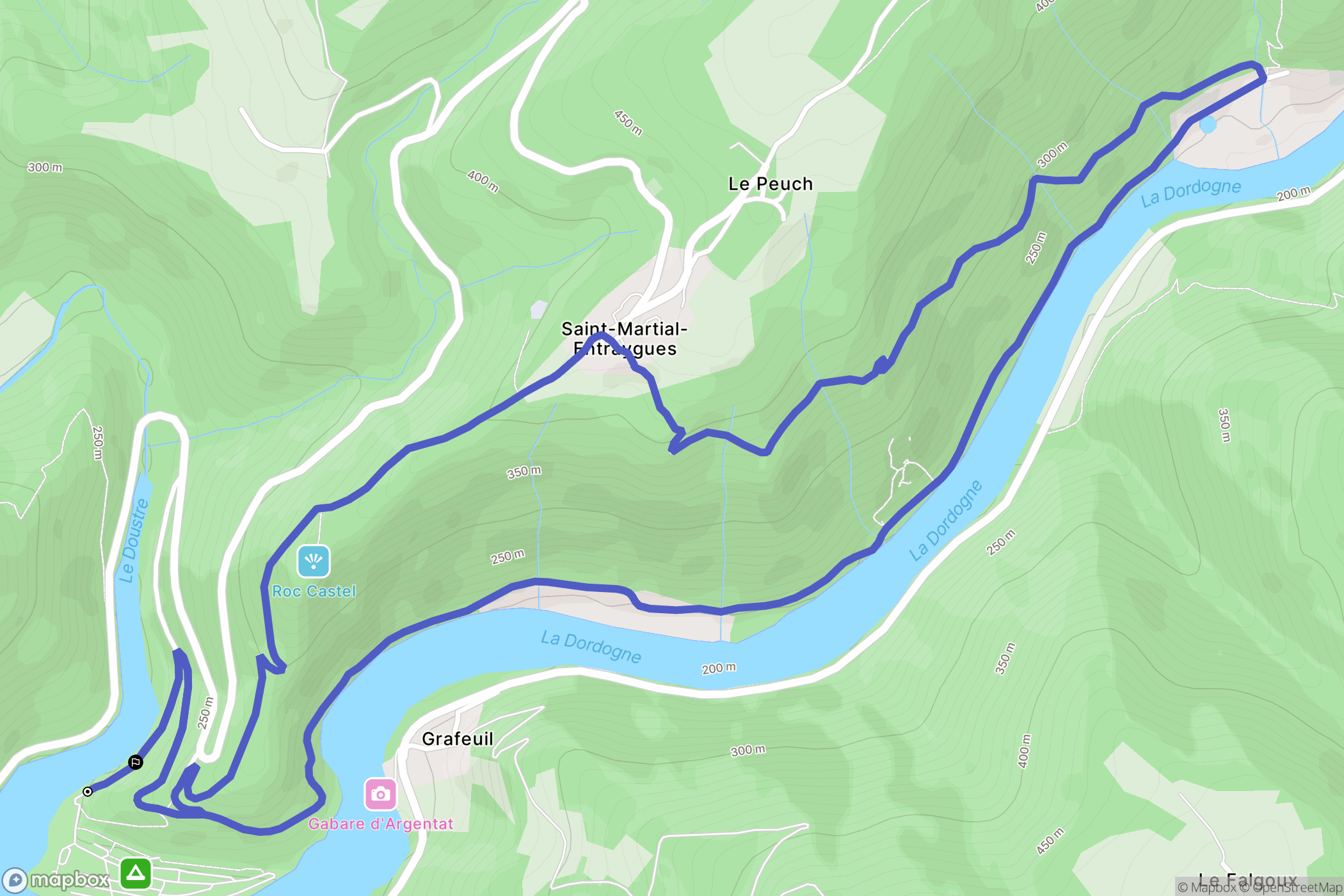 Saint-Martial-Entraygues : carte du parcours de randonnée - France