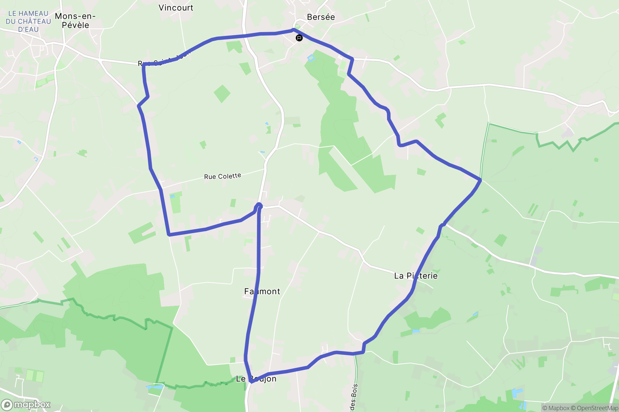 Bersée : carte du parcours de randonnée - France