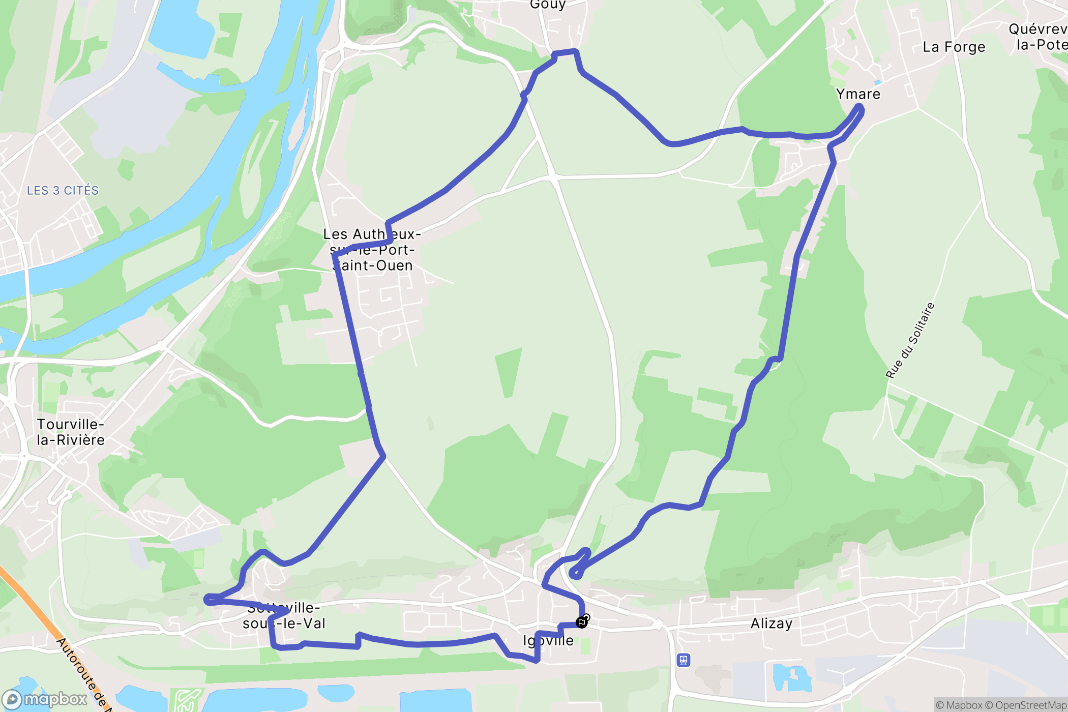 Igoville : carte du parcours de randonnée - France