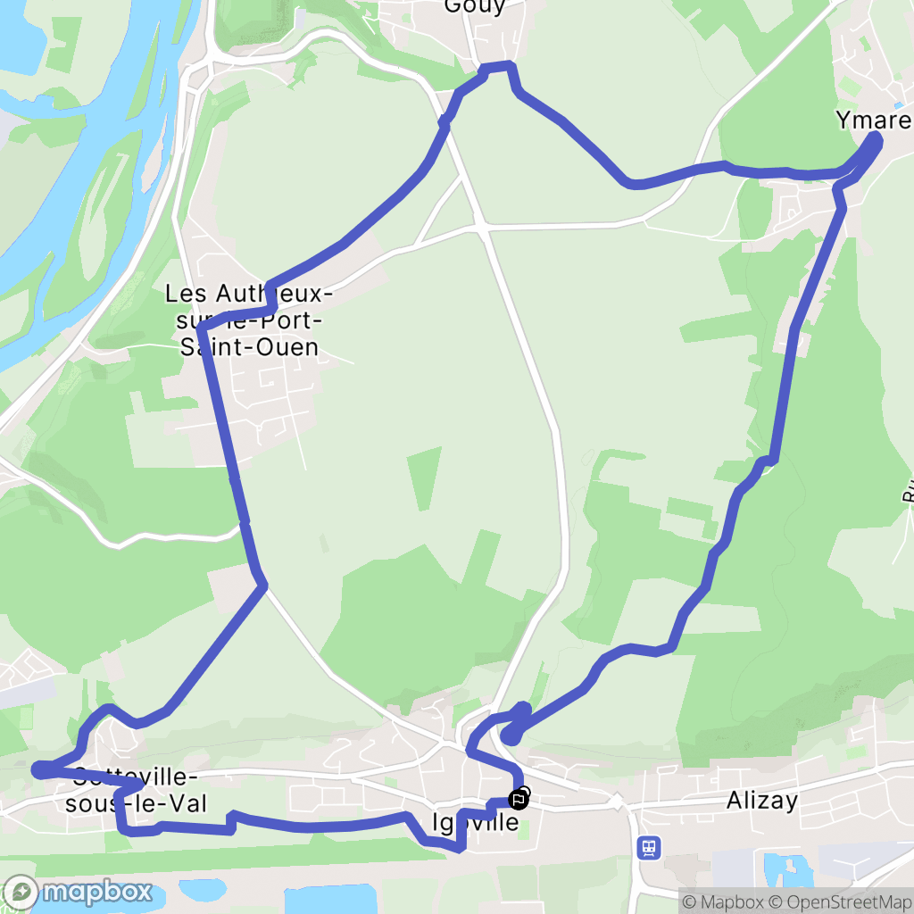 Igoville : carte du parcours de randonnée - France