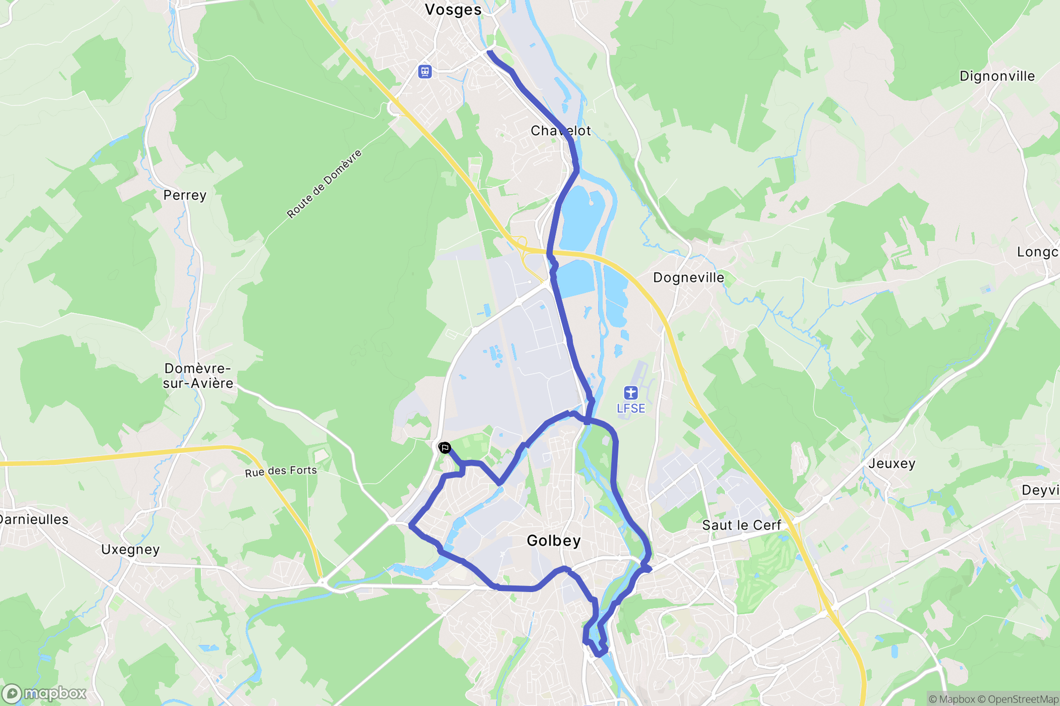 Golbey : carte du parcours de randonnée - France