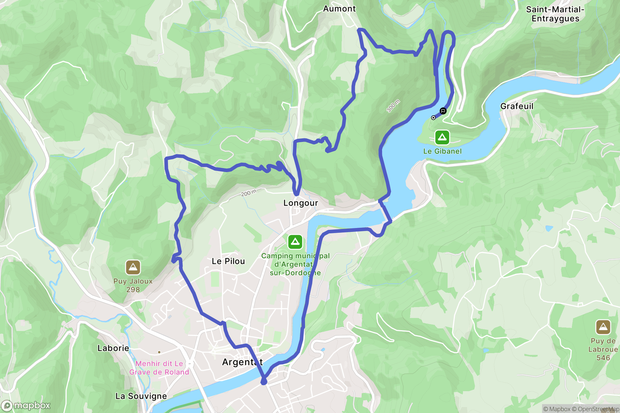 Saint-Martial-Entraygues : carte du parcours de randonnée - France