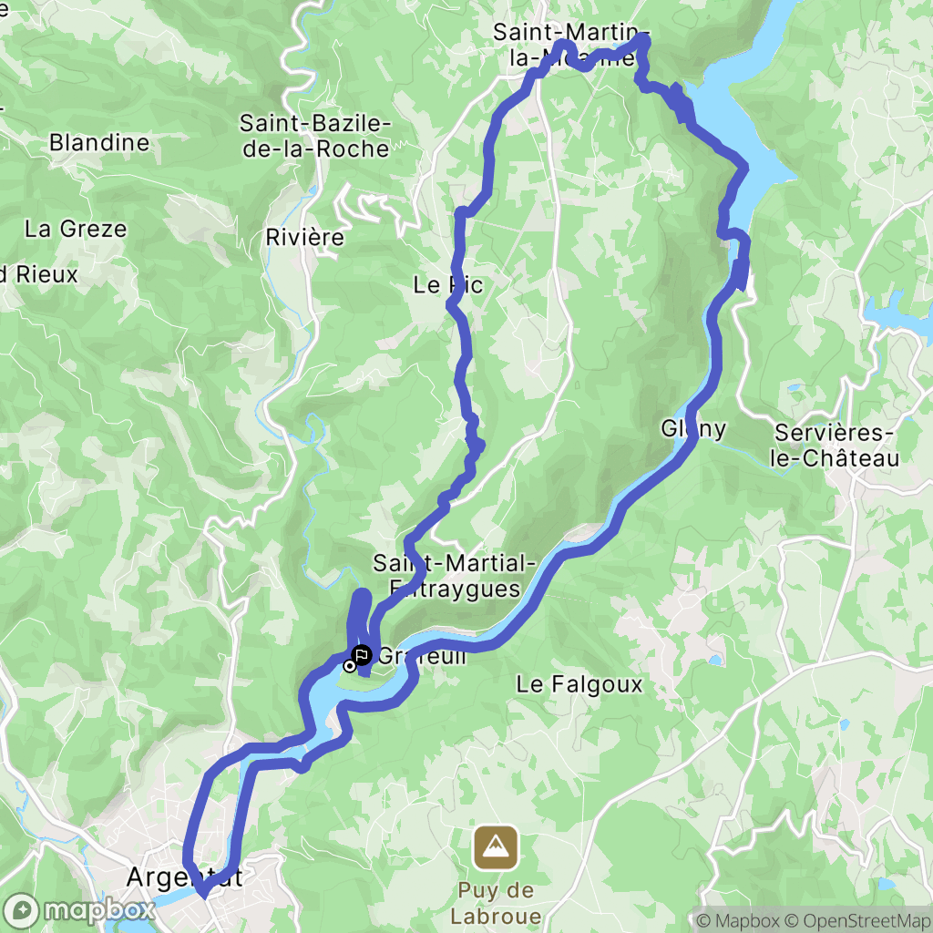 Saint-Martial-Entraygues : carte du parcours de randonnée - France