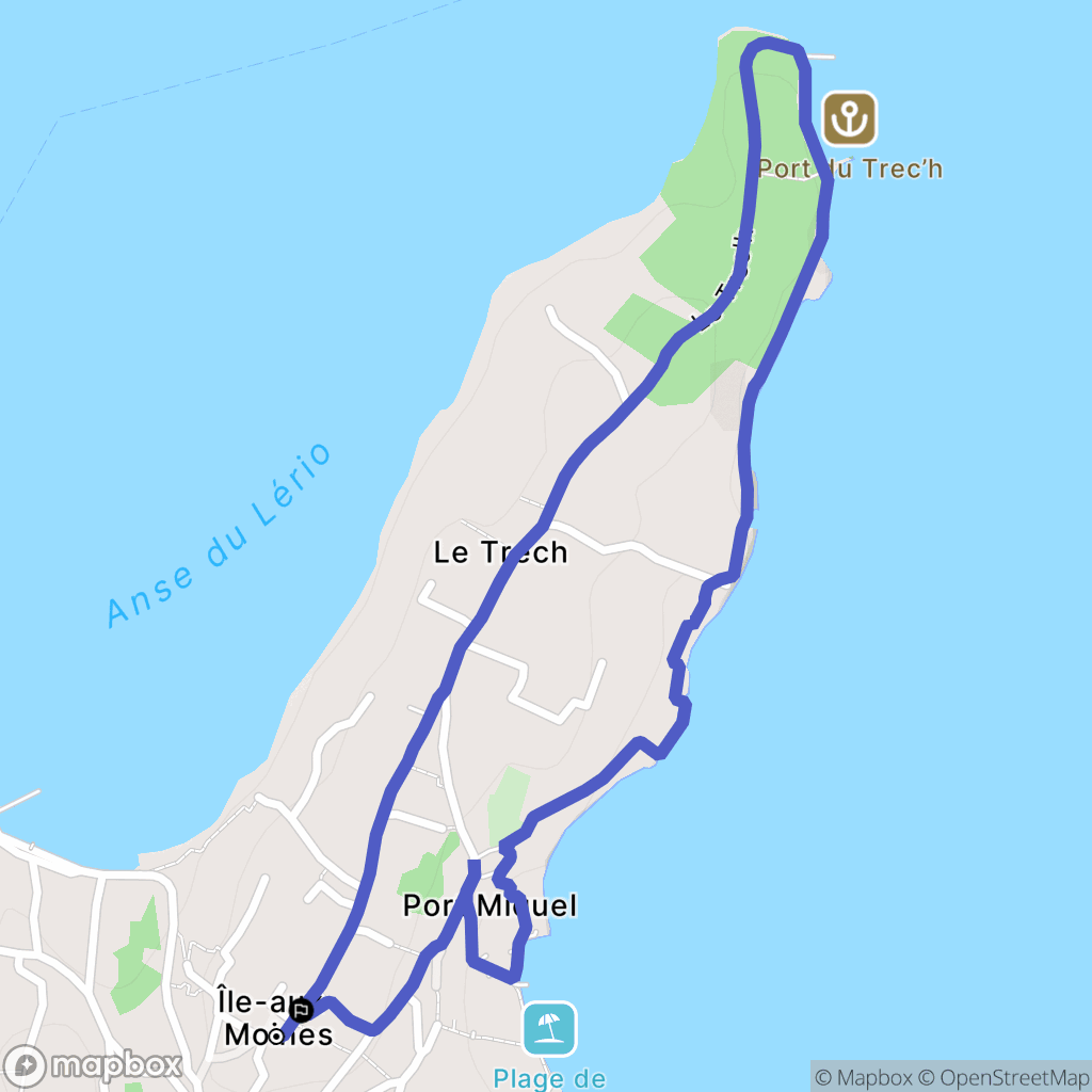 Île-aux-Moines : carte du parcours de randonnée - France