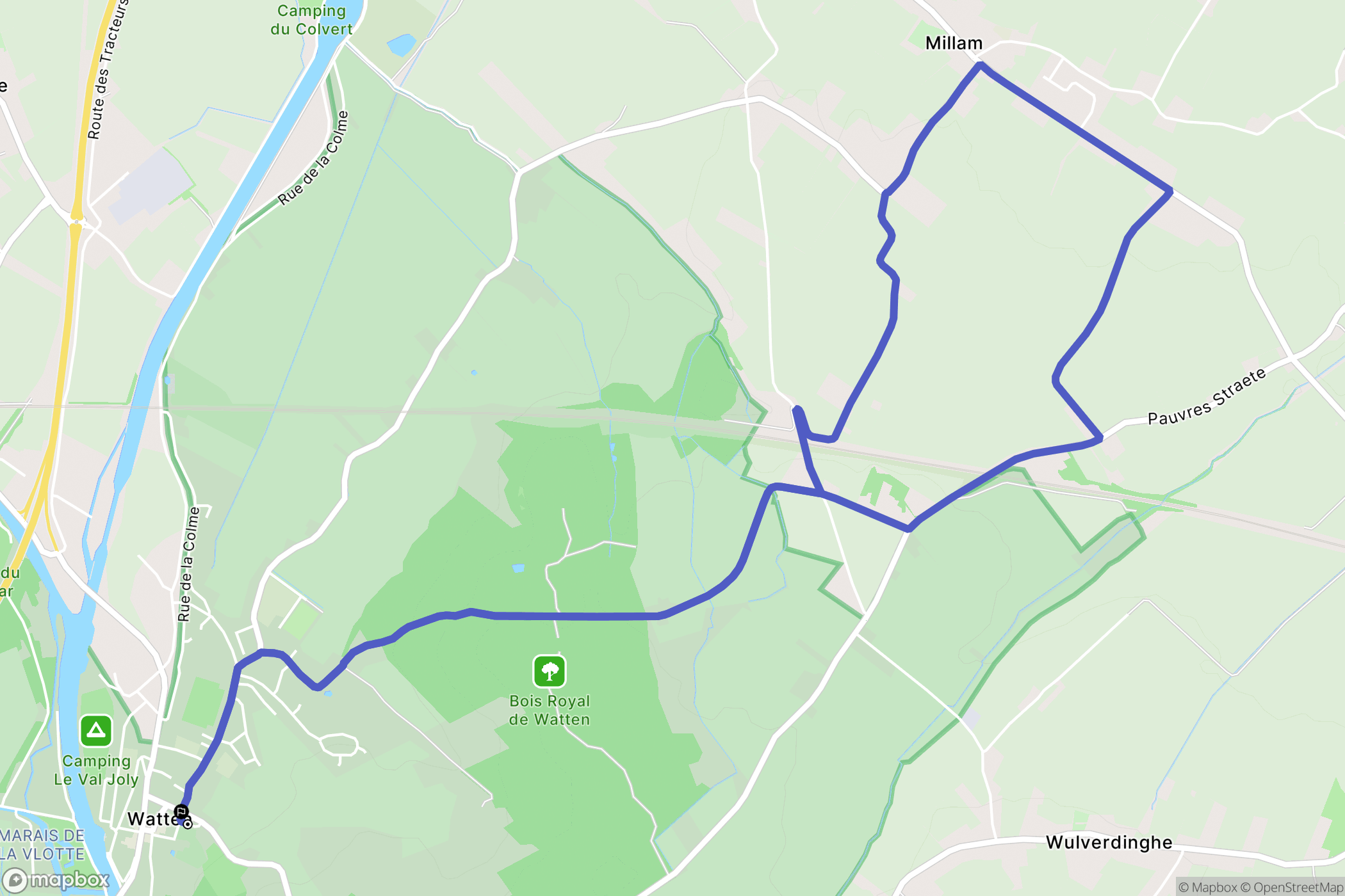 Watten : carte du parcours de randonnée - France