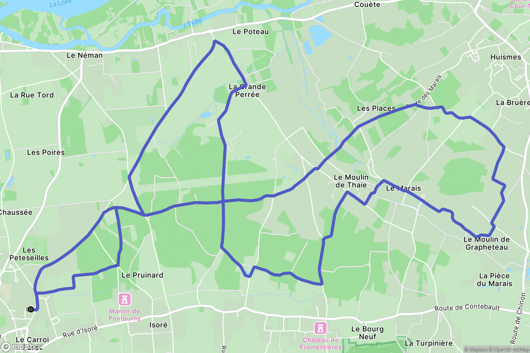 Avoine : carte du parcours de randonnée - France