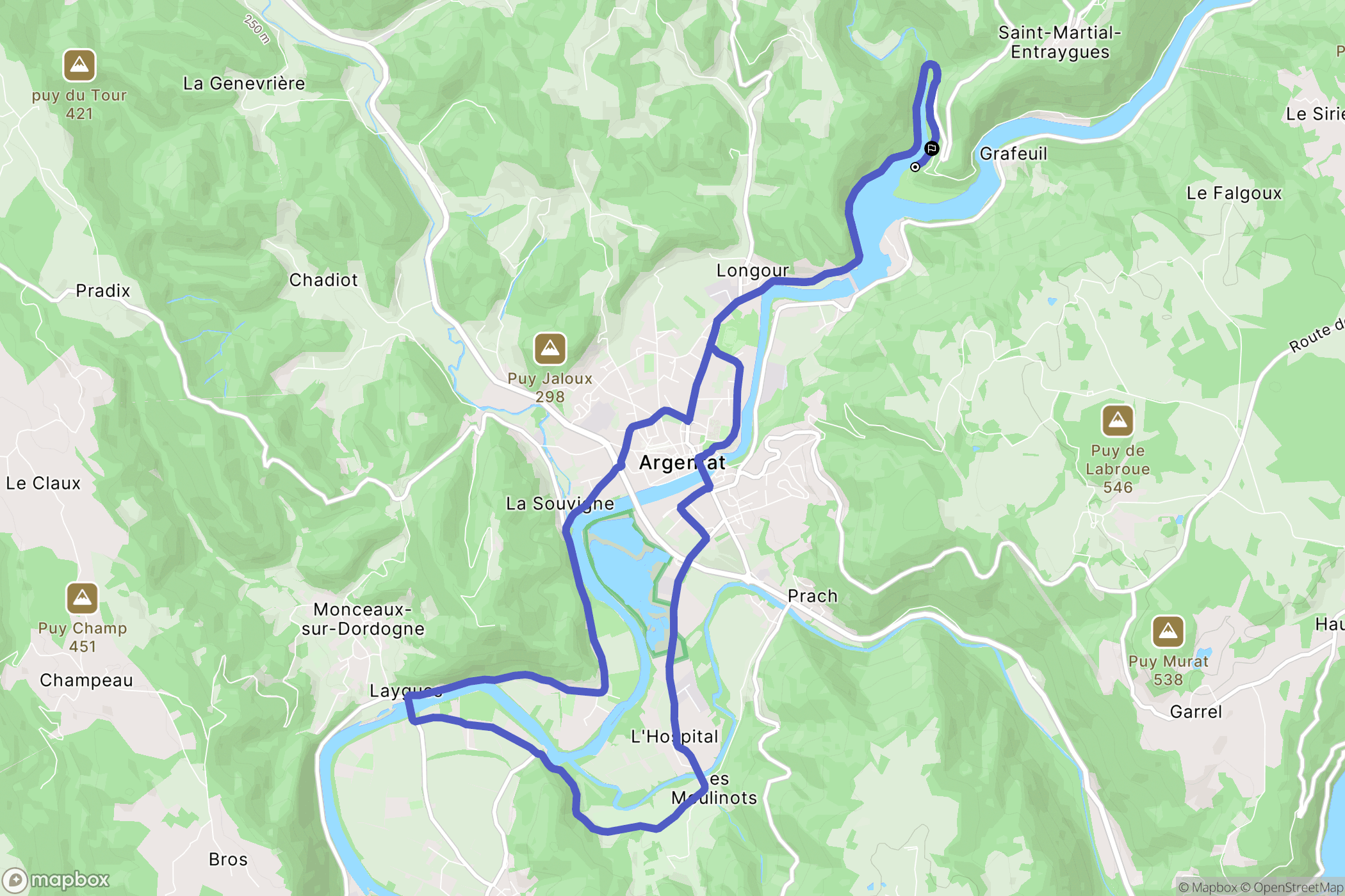 Saint-Martial-Entraygues : carte du parcours de randonnée - France