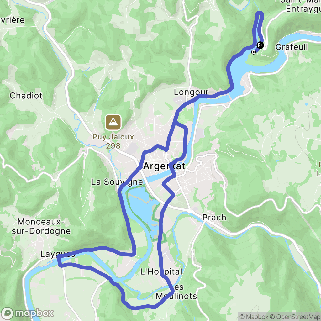 Saint-Martial-Entraygues : carte du parcours de randonnée - France