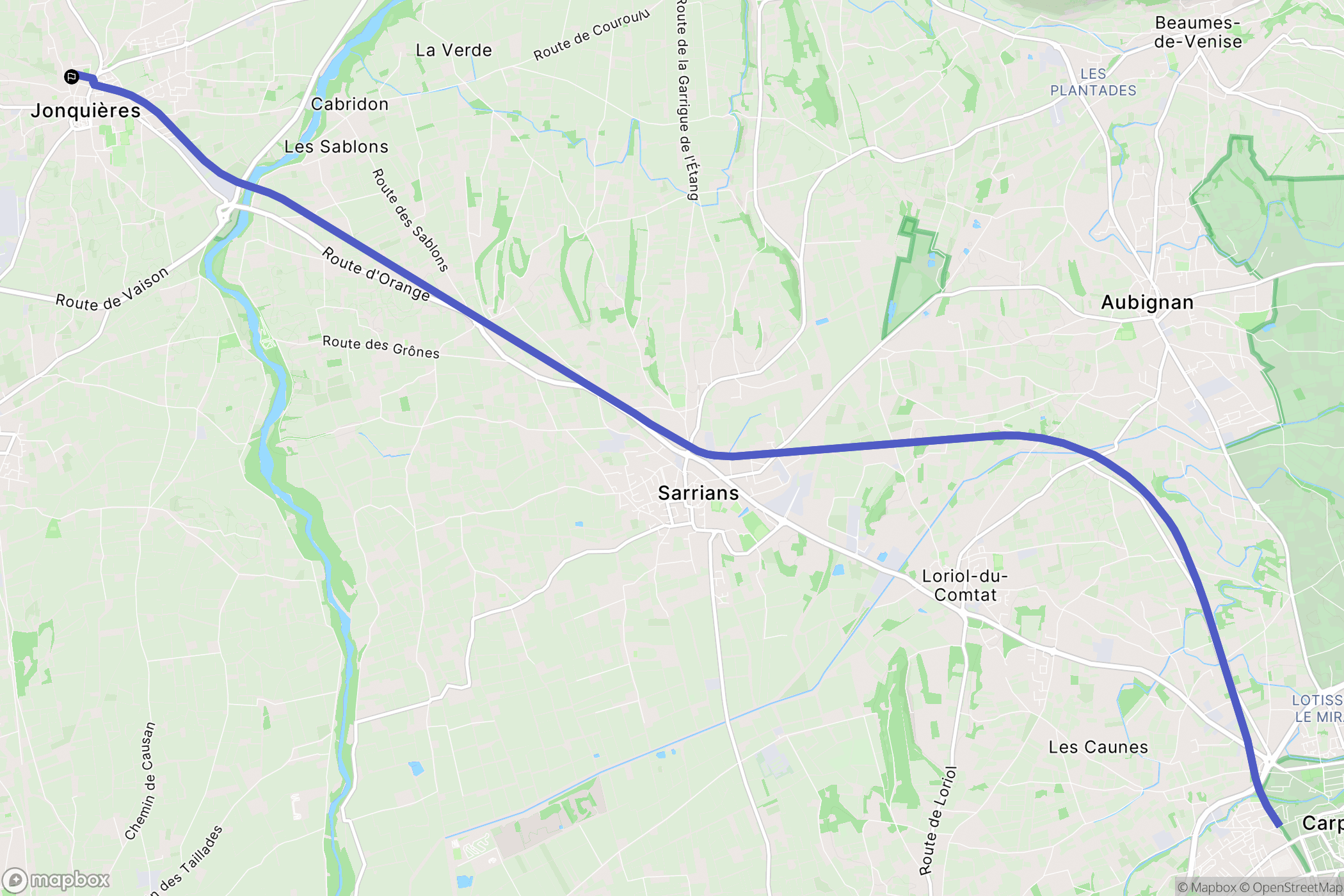 Jonquières : carte du parcours de randonnée - France