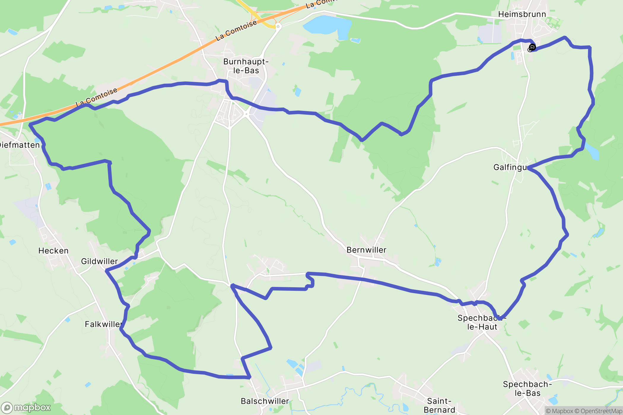Heimsbrunn : carte du parcours de randonnée - France