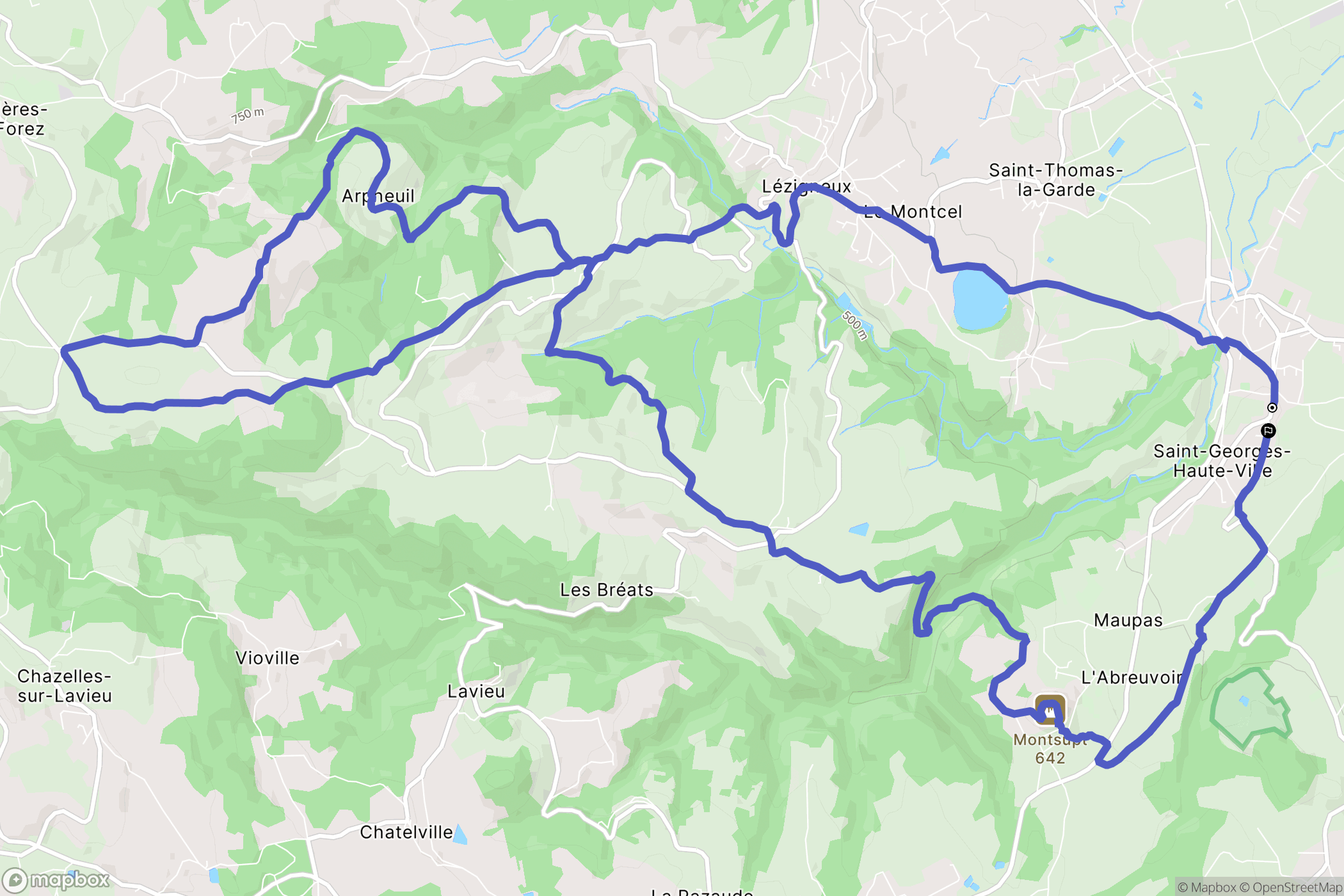 Saint-Georges-Haute-ville : carte du parcours de randonnée - France