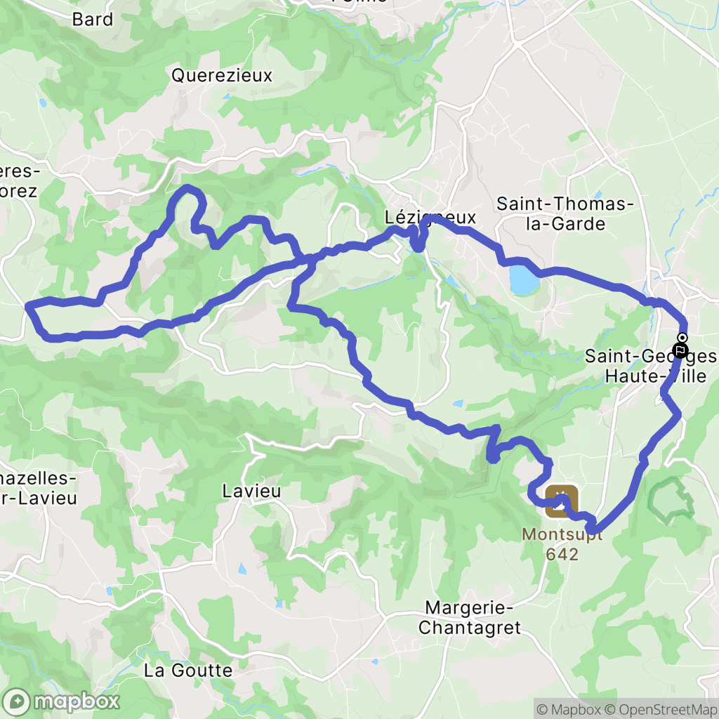 Saint-Georges-Haute-ville : carte du parcours de randonnée - France