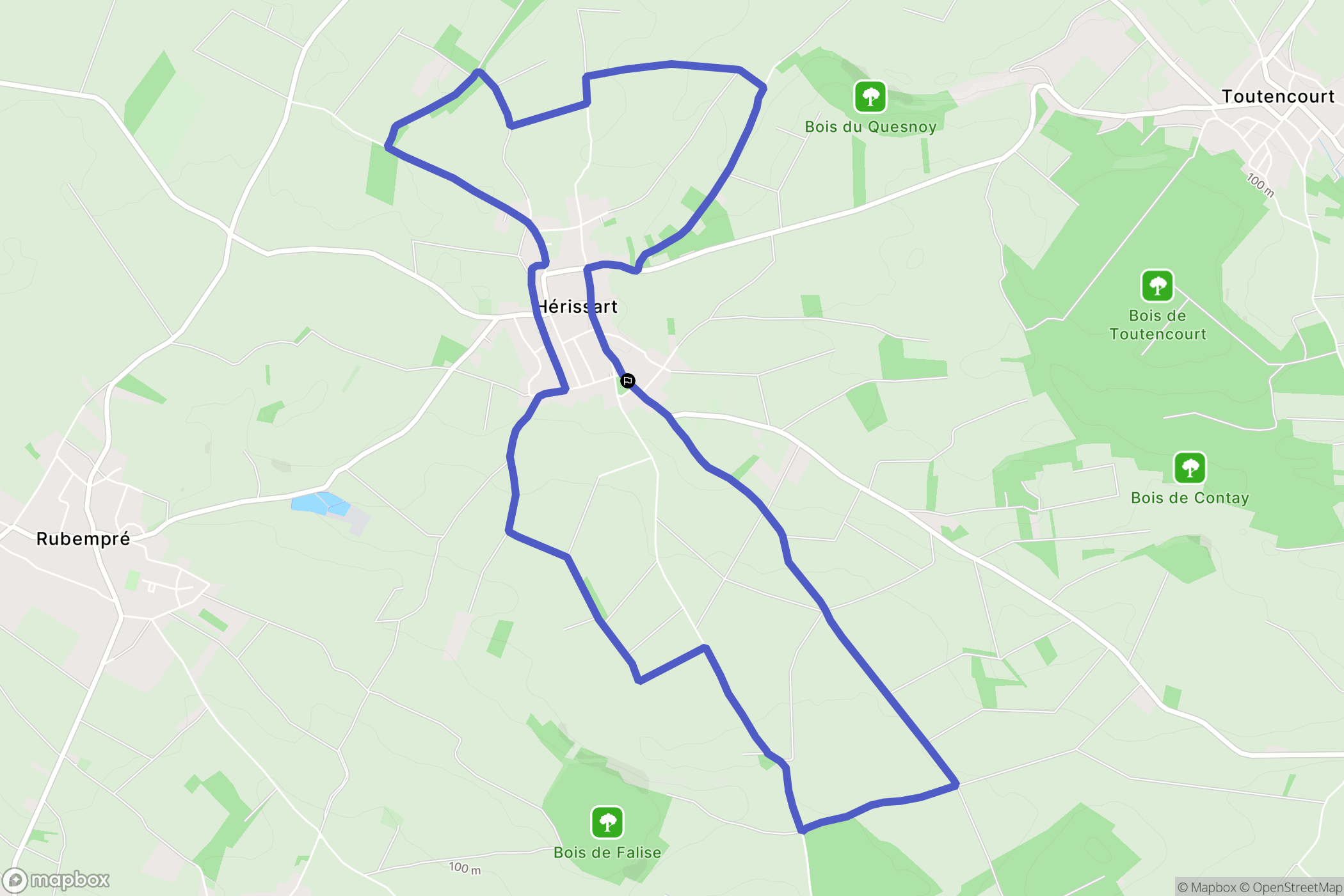 Hérissart : carte du parcours de randonnée - France
