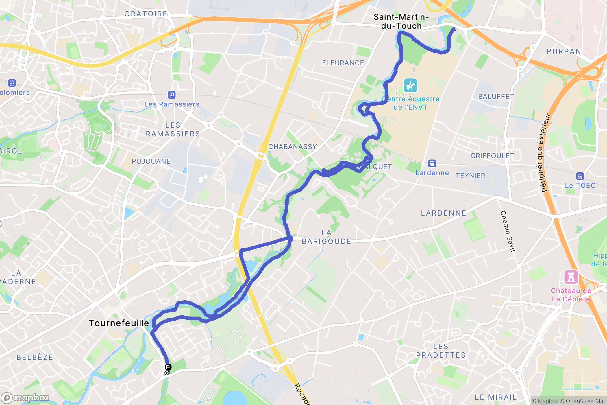 Tournefeuille : carte du parcours de randonnée - France