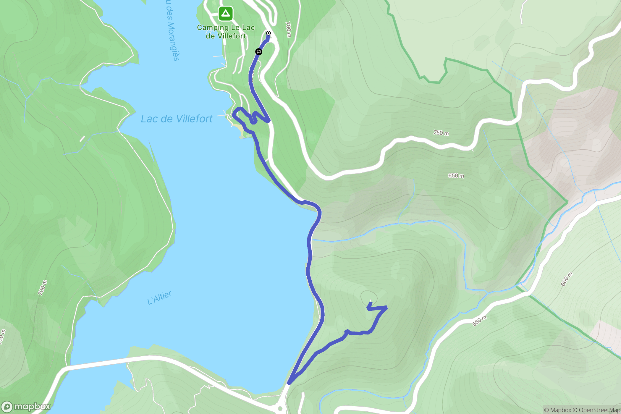Pourcharesses : carte du parcours de randonnée - France