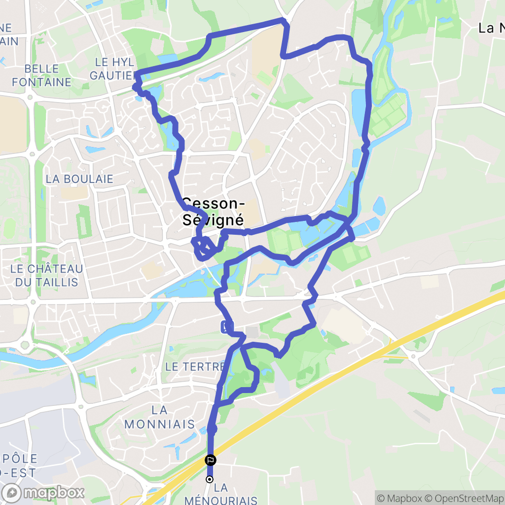 Cesson-Sévigné : carte du parcours de randonnée - France