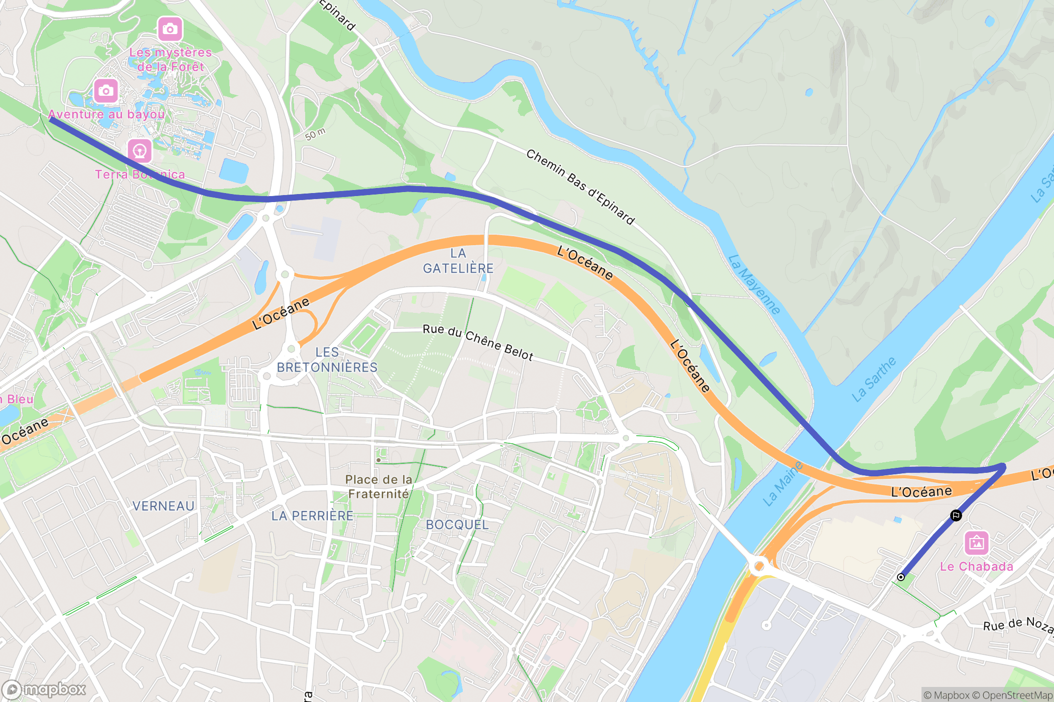 Angers : carte du parcours de randonnée - France