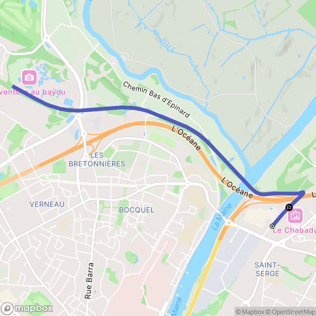 Angers : carte du parcours de randonnée - France