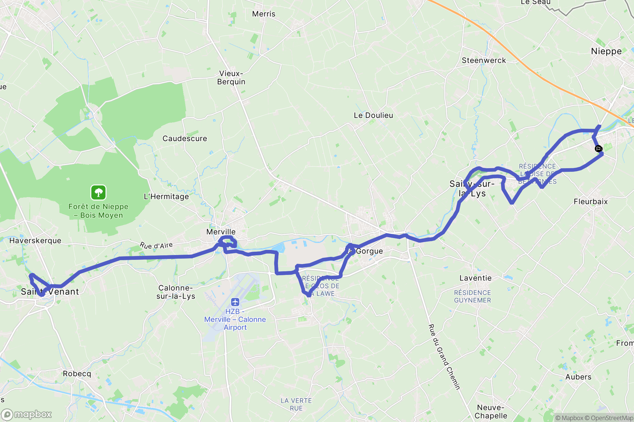 Erquinghem-Lys : carte du parcours de randonnée - France
