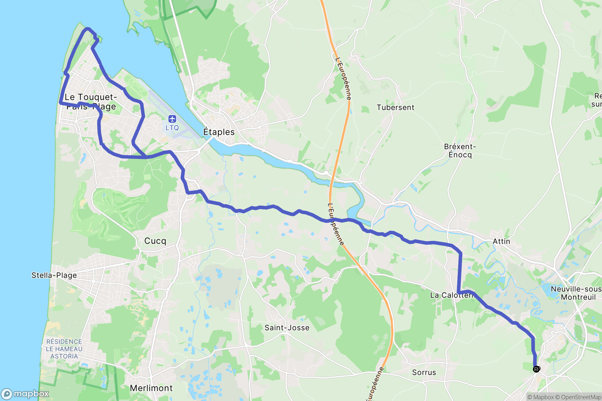 Montreuil-sur-Mer : carte du parcours de randonnée - France