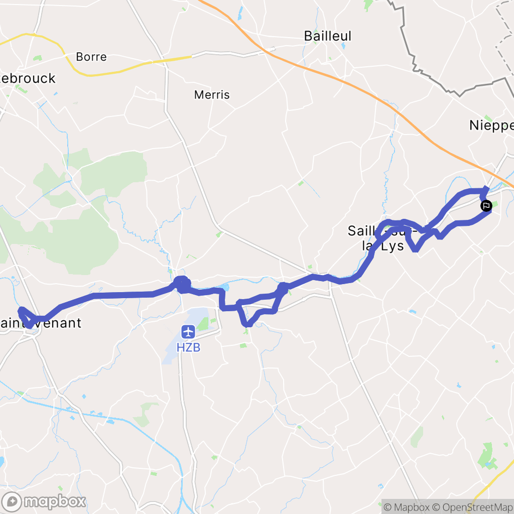 Erquinghem-Lys : carte du parcours de randonnée - France