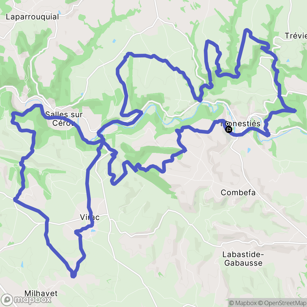 Monestiés : carte du parcours de randonnée - France